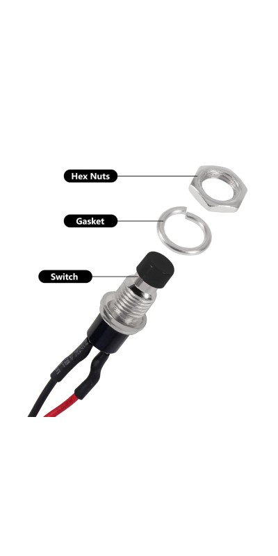 12pcs 7mm 3V-6V-12V-24V-230V/1A Prewired Mini Momentary Push Button,SPST Nomal Open ON/Off 2 Pin Round Button for Model Railway Hobby