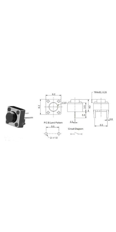 100Pcs 6x6x5 mm Miniature Micro Momentary Tactile Tact Touch Push Button Switch Quality Switch SPST Miniature/Mini/Micro/Small PCB
