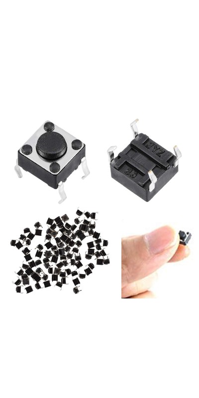 100Pcs 6x6x5 mm Miniature Micro Momentary Tactile Tact Touch Push Button Switch Quality Switch SPST Miniature/Mini/Micro/Small PCB