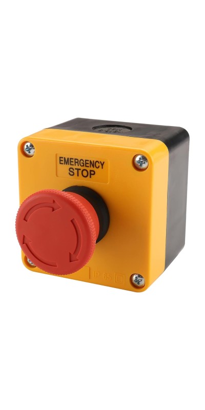 Red Sign Emergency Stop Switch, 660V Weatherproof Push Button Switch with Box