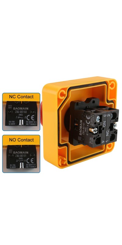 Red Sign Emergency Stop Switch, 660V Weatherproof Push Button Switch with Box