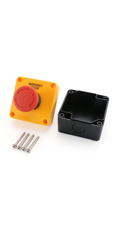 Red Sign Emergency Stop Switch, 660V Weatherproof Push Button Switch with Box