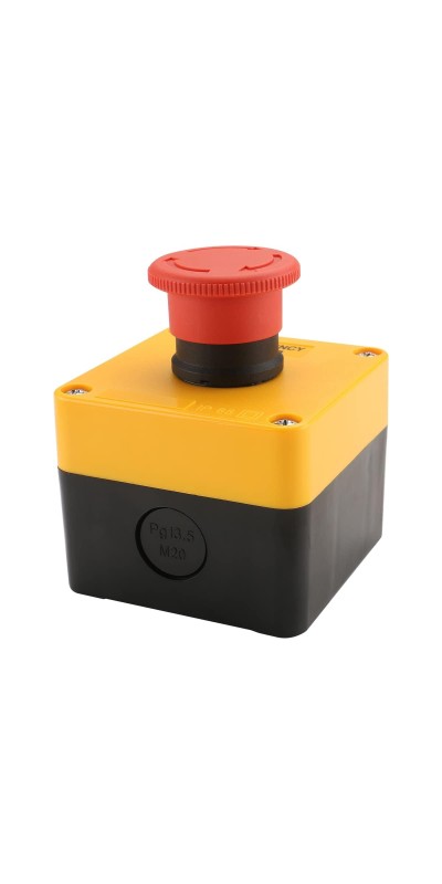 Red Sign Emergency Stop Switch, 660V Weatherproof Push Button Switch with Box