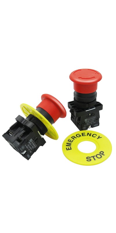 2pcs 22mm 2 NC Red Mushroom Emergency Stop Push Button Switch AC 660V 10A, 1 Year Warranty HB2-ES544