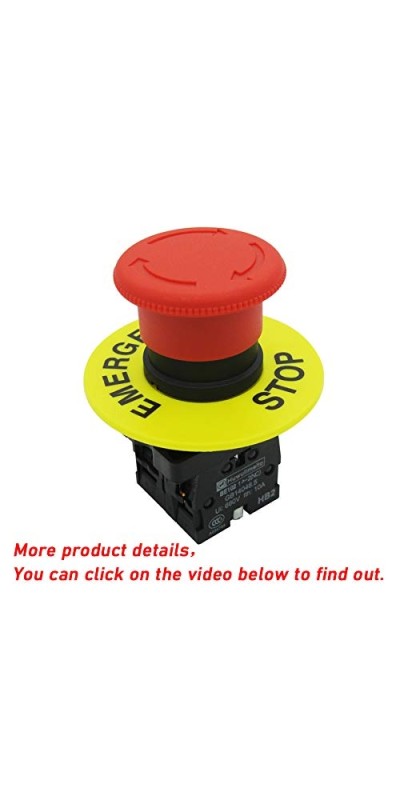 2pcs 22mm 2 NC Red Mushroom Emergency Stop Push Button Switch AC 660V 10A, 1 Year Warranty HB2-ES544
