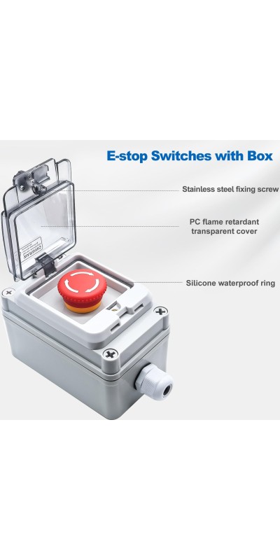 2pcs 22mm 2 NC Red Mushroom Emergency Stop Push Button Switch AC 660V 10A, 1 Year Warranty HB2-ES544