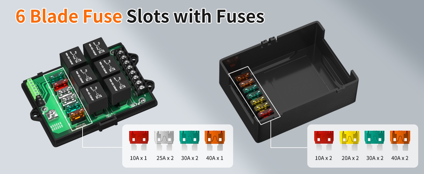 12V Fuse and Relay Box Holds 6 Slots Automotive Waterproof Relay Box relay box fuse block