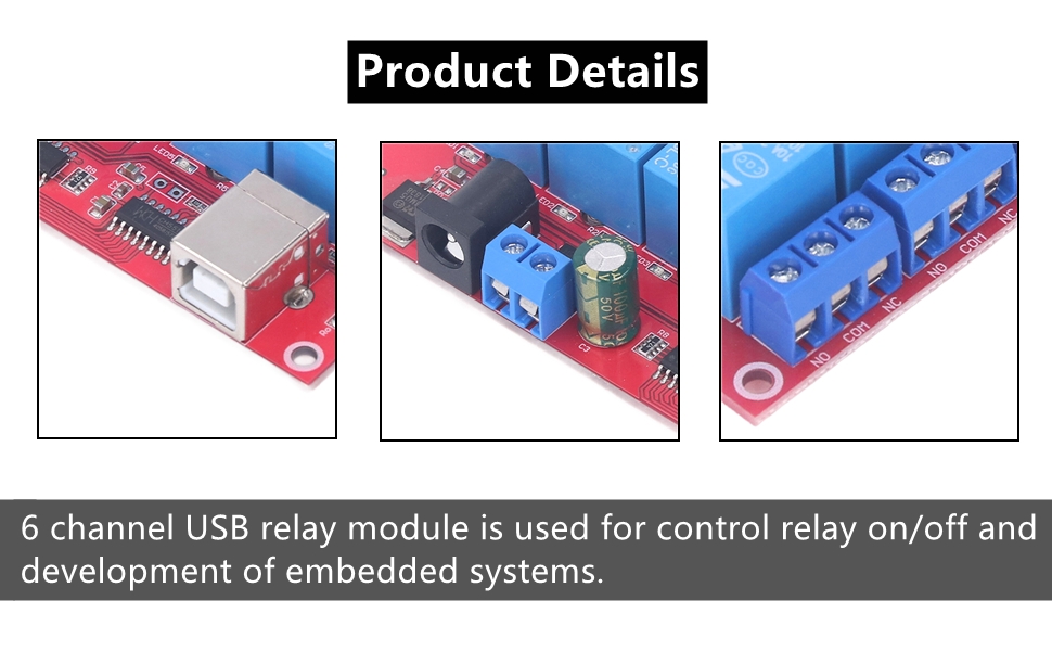 USB Drive 6 Channel USB Relay Module HID Relay Board with 10A Capacity PCB Design for Home Farm Rela